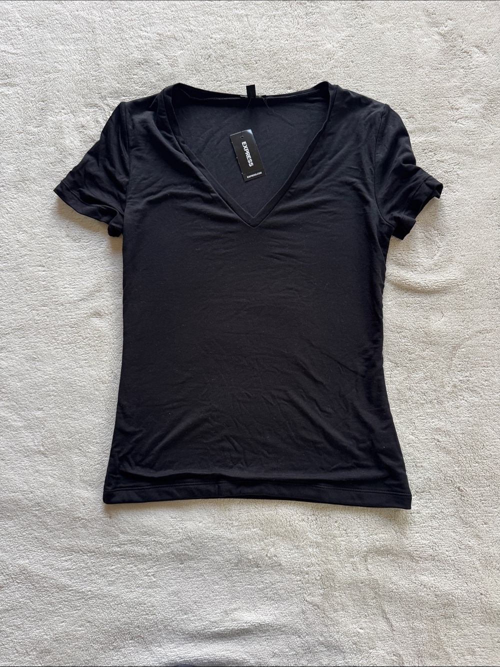 Express Women's Black V-Neck Short Sleeve Tee
